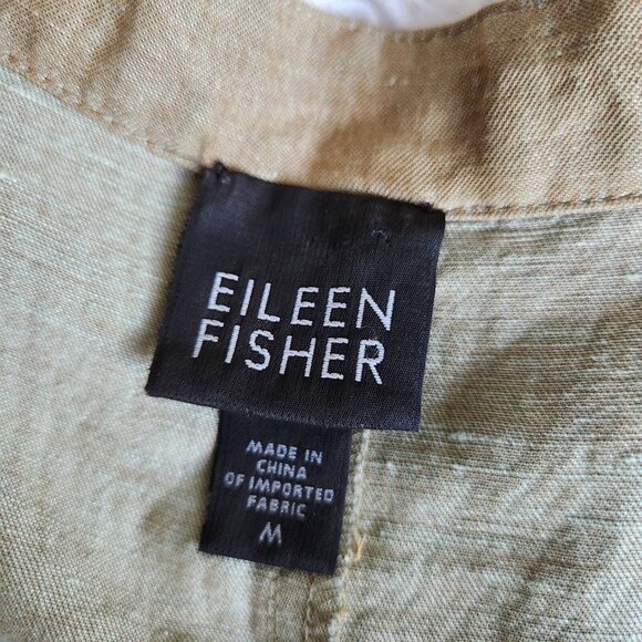 Eileen Fisher Linen‎ Jacket Women M Mandarin Collar Iridescent Lagenlook - Picture 6 of 15